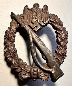 Nazi Bronze Infantry Assault Badge By Friedrich Orth...$110 SOLD