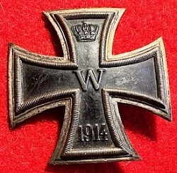 WWI German 1914 Vaulted Iron Cross 1st Class Marked 