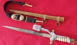 Nazi Kriegsmarine Officer's Dress Dagger by Clemen & Jung with Hanger and Portapee...$1,150