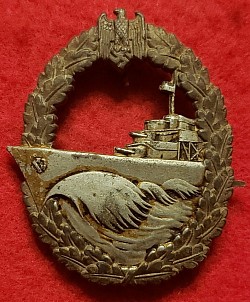 Nazi Kriegsmarine Destroyer Badge with Mounting Hook...$250 SOLD